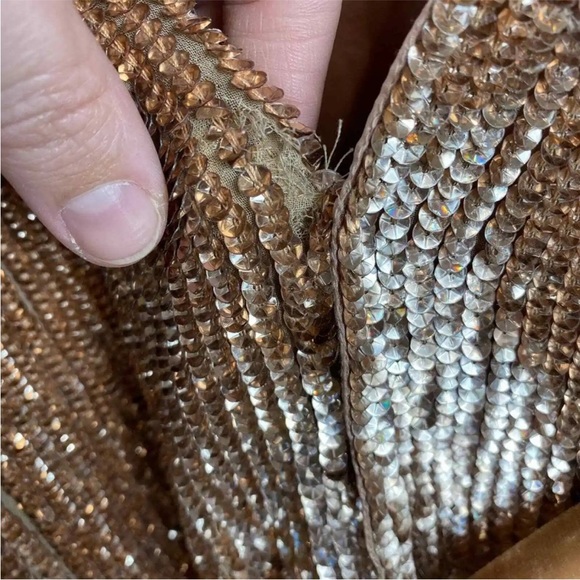 Retrofete Gabrielle Sequin Long Sleeve Robe Dress in Bronze Size XXS - Picture 15 of 16